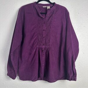 Women’s LL Bean Corduroy Button Down Shirt Size Large